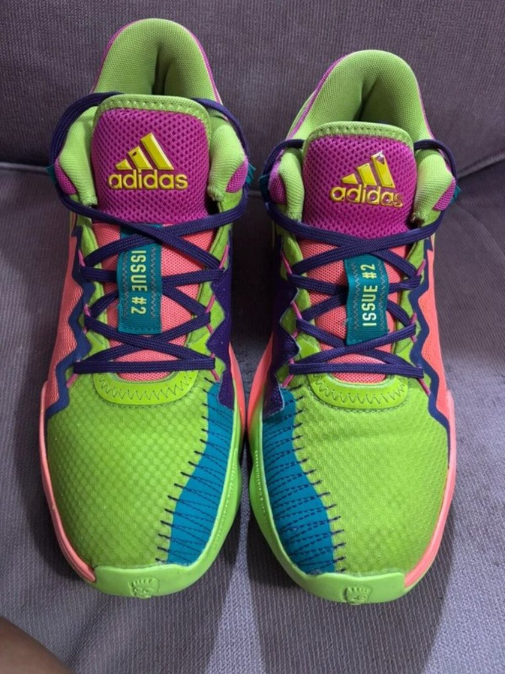 Adidas Basketball Green Purple Pink Sneakers